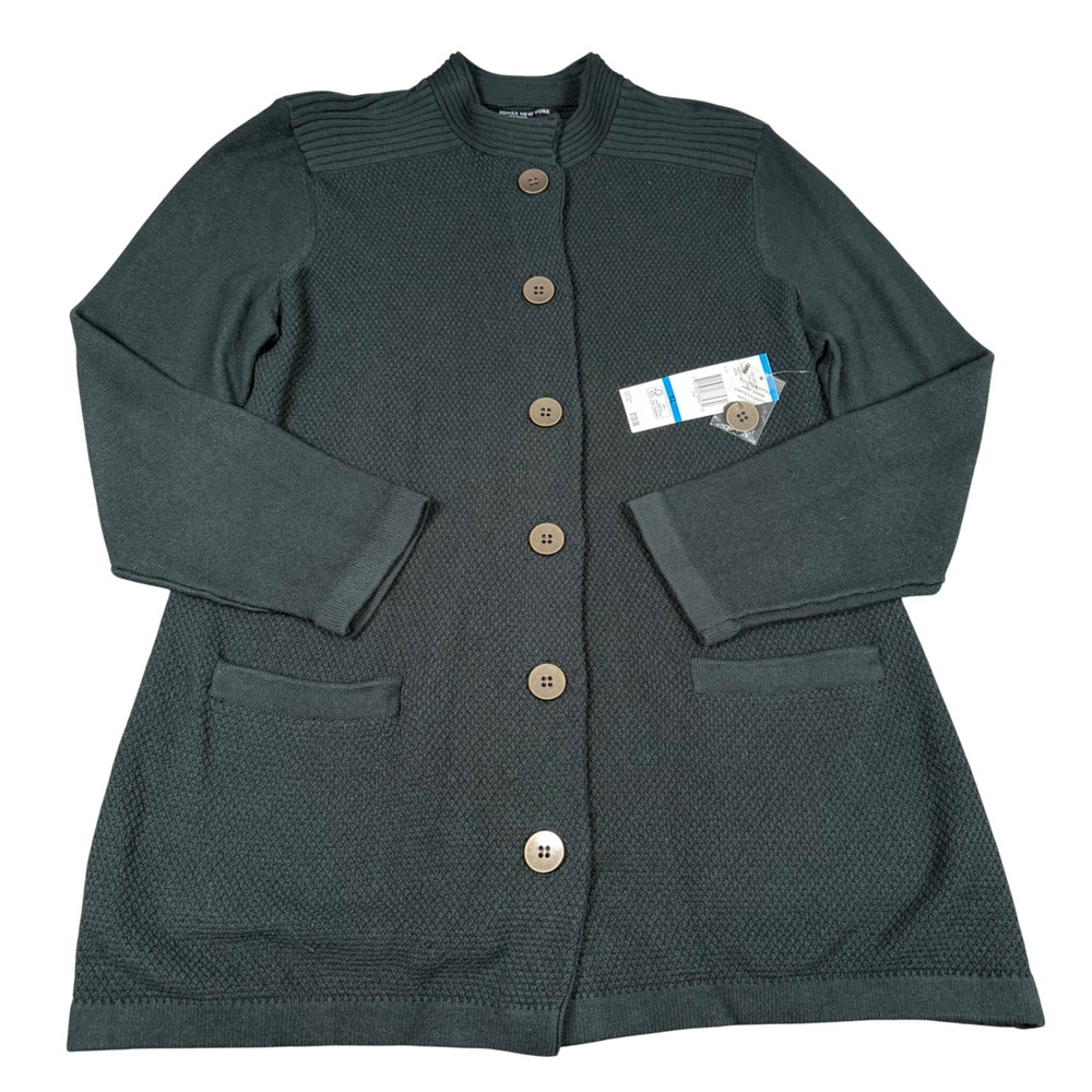 Jones New York Womens Sweater XL Green Textured Button Front Cardigan NEW
